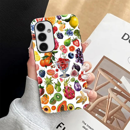 Cute Various Summer Fruits Pattern Phone Case for Samsung Galaxy A16 5G 6.7", Lovely Lemon Citrus Fruit Collage Print Phone Cases Hybrid 2-Layer Hard Shell Protective Cover for Girls Boys