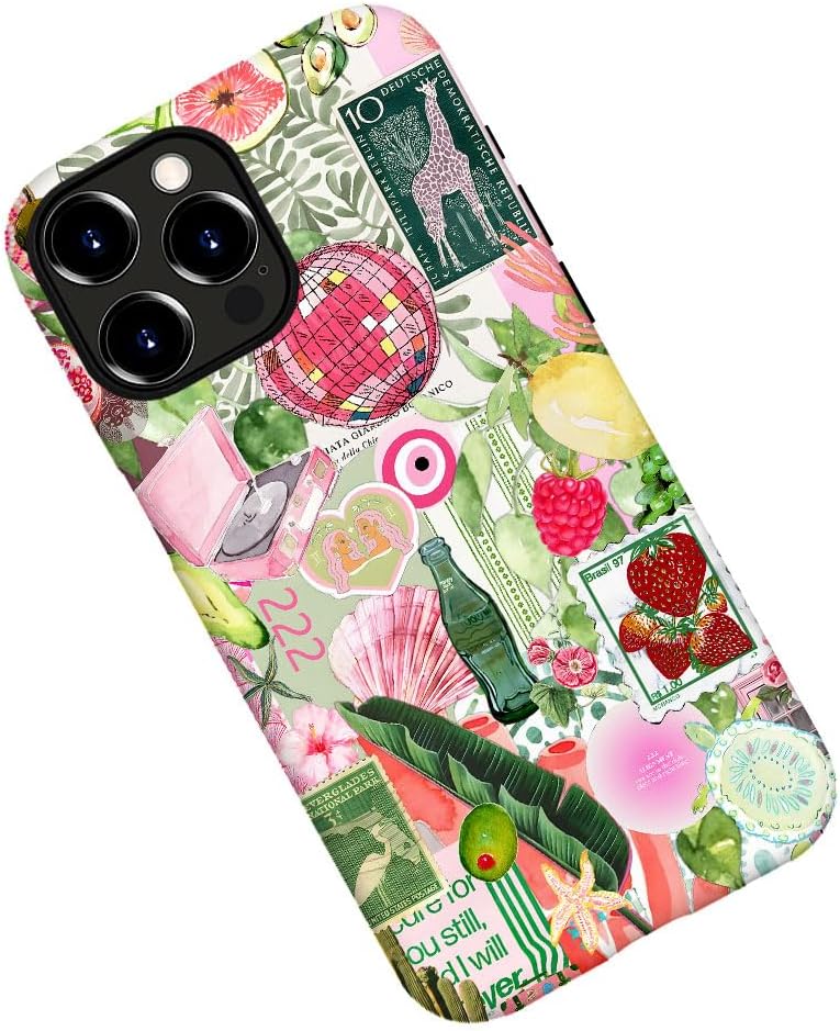 Case for iPhone 15 Pro Max,Fruit Lemon Leaf Collage Phone Case Military-Grade Drop Protection Cover for Women Girl - Frosted