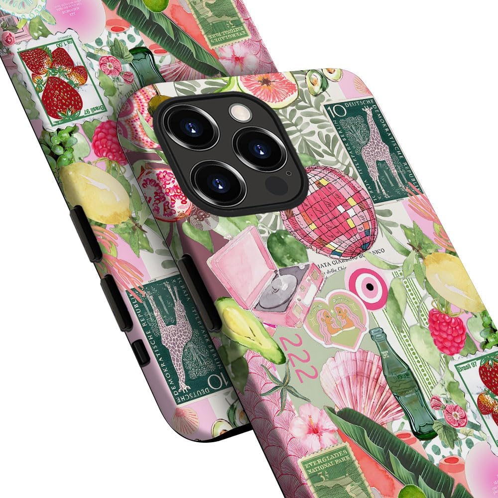 Case for iPhone 15 Pro Max,Fruit Lemon Leaf Collage Phone Case Military-Grade Drop Protection Cover for Women Girl - Frosted