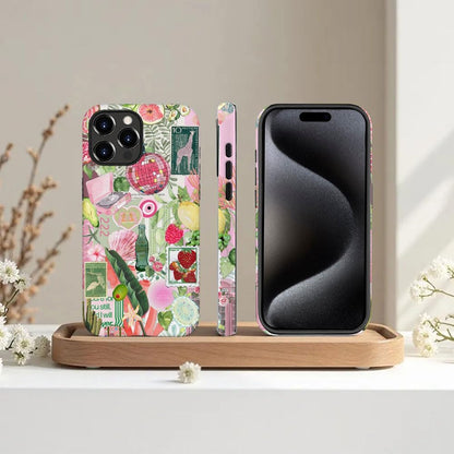 Case for iPhone 15 Pro Max,Fruit Lemon Leaf Collage Phone Case Military-Grade Drop Protection Cover for Women Girl - Frosted