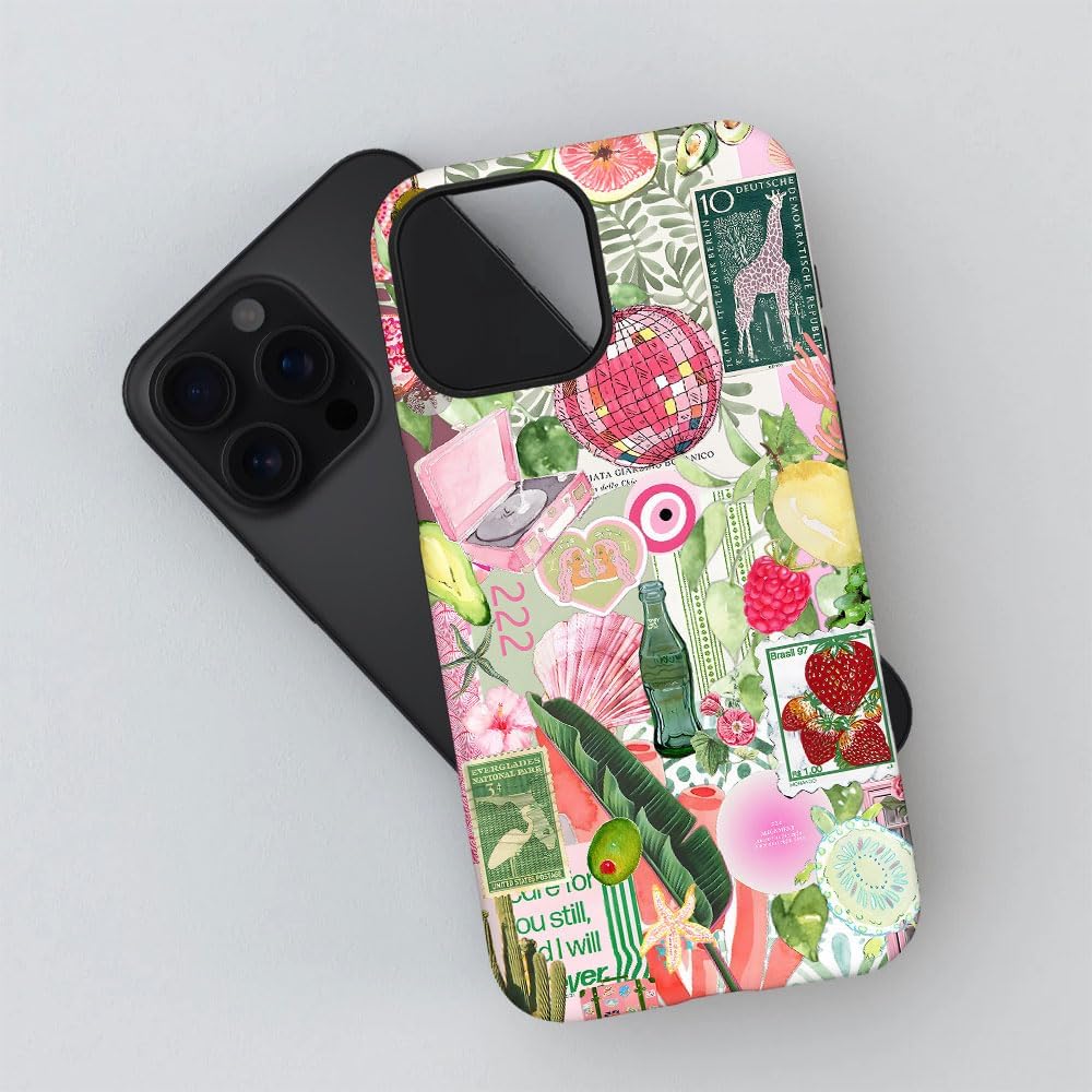 Case for iPhone 15 Pro Max,Fruit Lemon Leaf Collage Phone Case Military-Grade Drop Protection Cover for Women Girl - Frosted