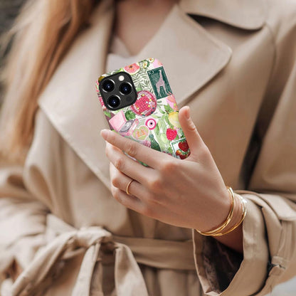 Case for iPhone 15 Pro Max,Fruit Lemon Leaf Collage Phone Case Military-Grade Drop Protection Cover for Women Girl - Frosted