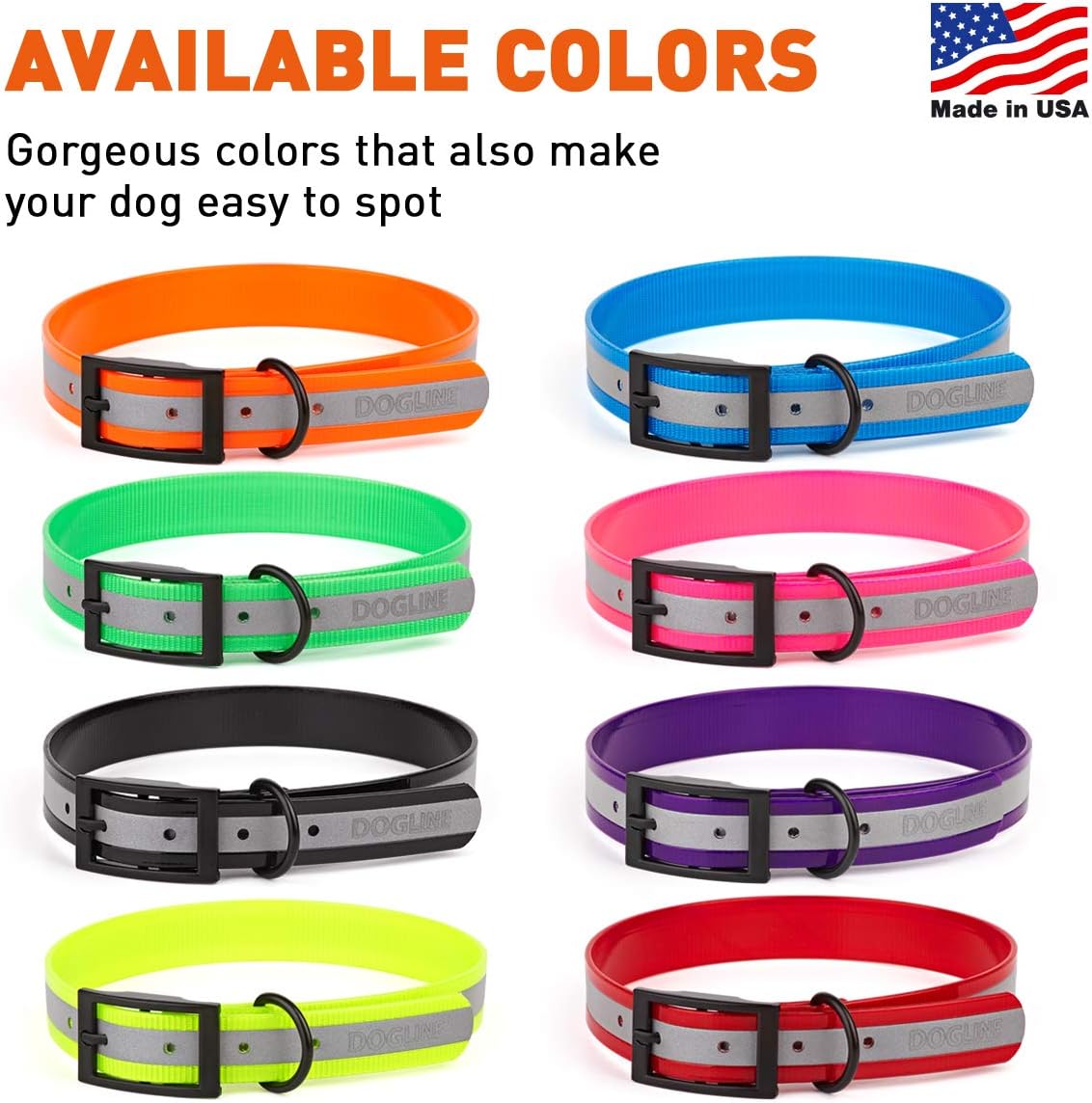 Biothane Translucent Reflective Waterproof Dog Collar Strong Coated Nylon Webbing with Black Hardware Odor- Proof for Easy Care Clean Fits Small Medium or Large Dogs - Yellow 3/4"W x 15"-18" L