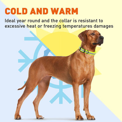 Biothane Translucent Reflective Waterproof Dog Collar Strong Coated Nylon Webbing with Black Hardware Odor- Proof for Easy Care Clean Fits Small Medium or Large Dogs - Yellow 3/4"W x 15"-18" L