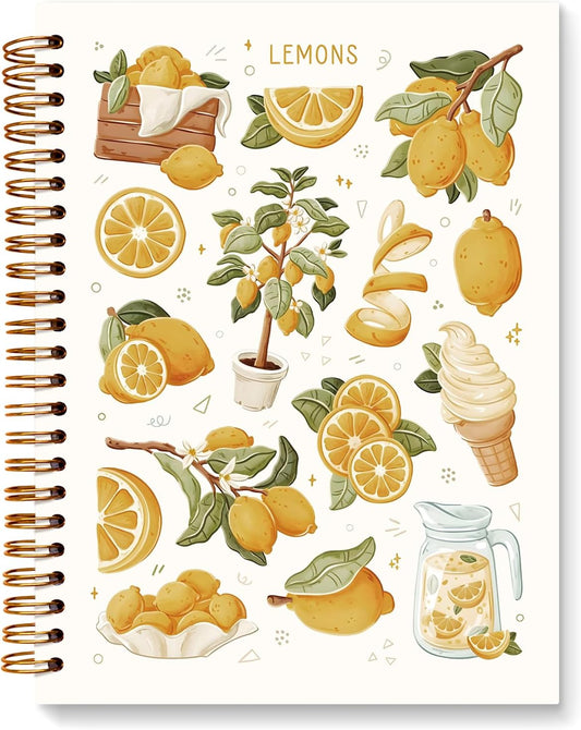 Lemon Notebook Journal Gifts for Women Lemons Lover, School Office Supplies Journaling Notebooks for Note Taking Writing, Cottagecore Summer Fruit Spiral Notebooks 5.5x8.3