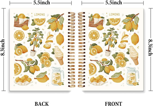 Lemon Notebook Journal Gifts for Women Lemons Lover, School Office Supplies Journaling Notebooks for Note Taking Writing, Cottagecore Summer Fruit Spiral Notebooks 5.5x8.3