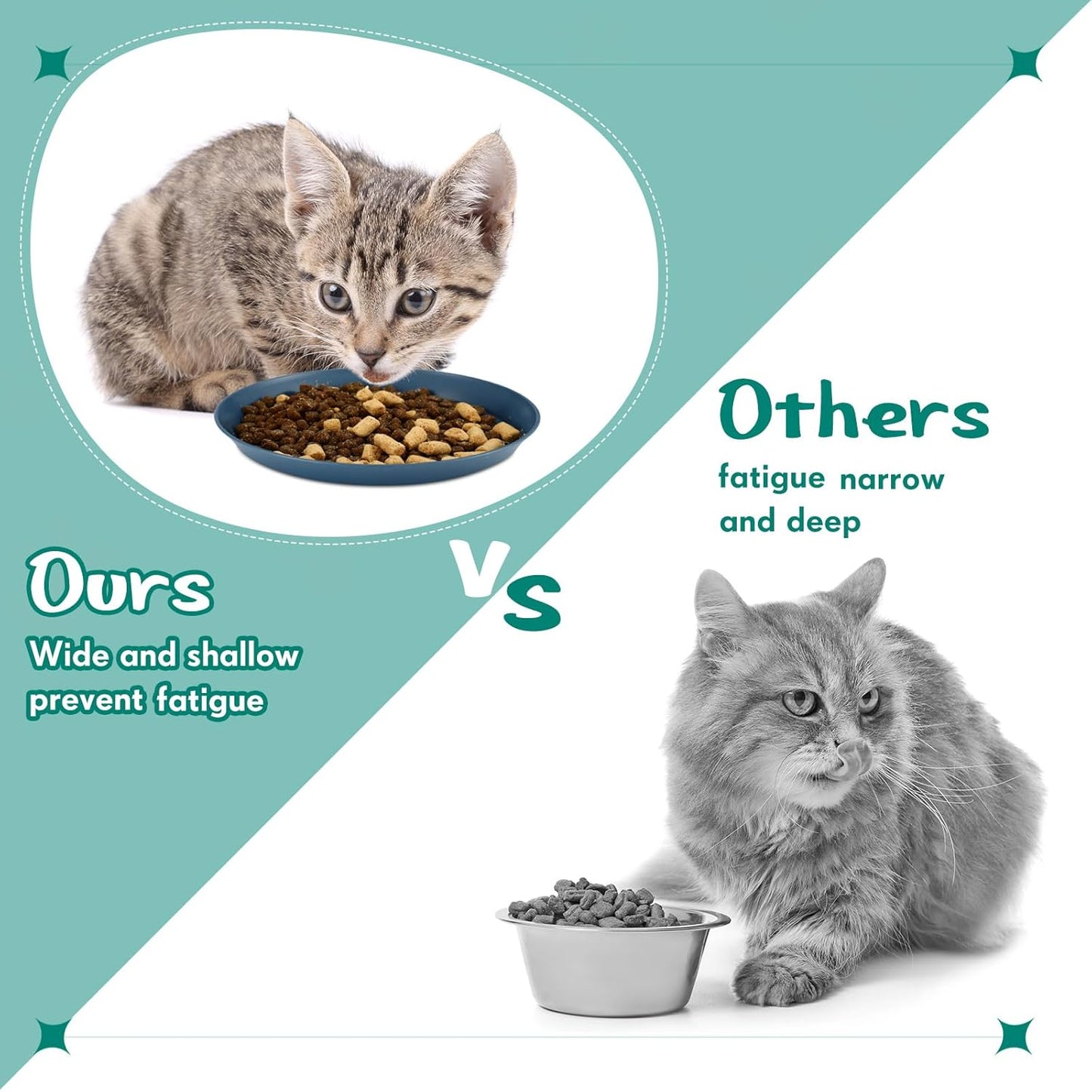 6 Pieces Shallow Cat Food Dish Food Bowls Wet Feeding Bowls Wide and Small Plate for Kittens and Short Legged Cat, 6 Inch Wheat Straw(Simple Style)