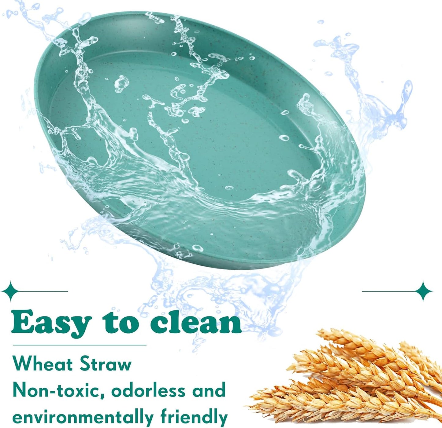 6 Pieces Shallow Cat Food Dish Food Bowls Wet Feeding Bowls Wide and Small Plate for Kittens and Short Legged Cat, 6 Inch Wheat Straw(Simple Style)