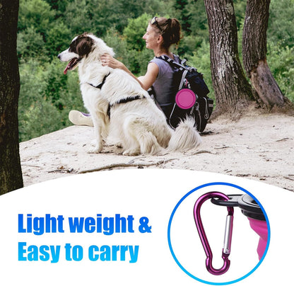 Dog Bowl Pet Collapsible Bowls, 2 Pack Collapsible Dog Water Bowls for Cats Dogs, Portable Pet Feeding Watering Dish for Walking Parking Traveling with 2 Carabiners (Small, Pink+Purple)