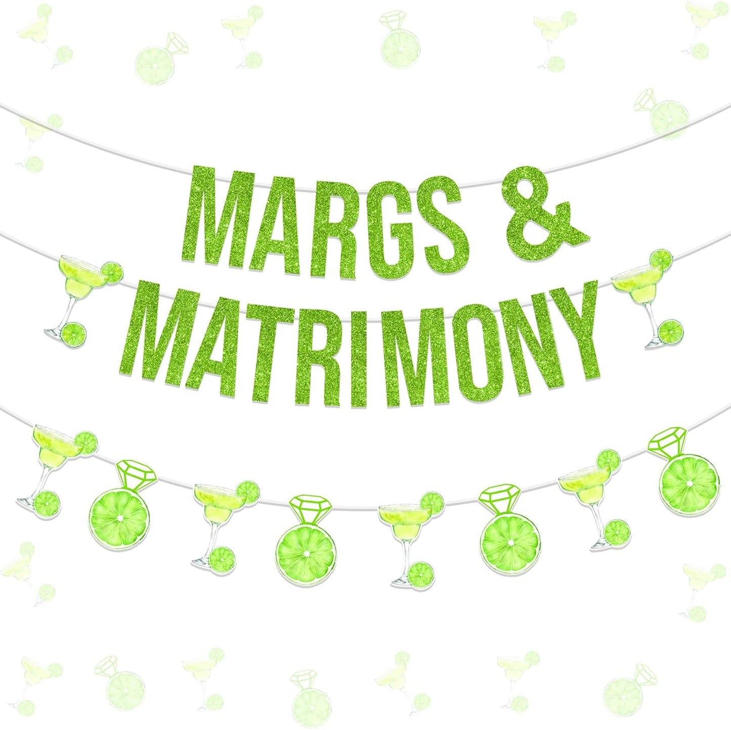Margs and Matrimony Bachelorette Decorations Banner, Margarita Bachelorette Party Decorations, Lemon Cocktail Banner Garland for Mexican Fiesta Cactus Bridal Shower Wedding Engagement
