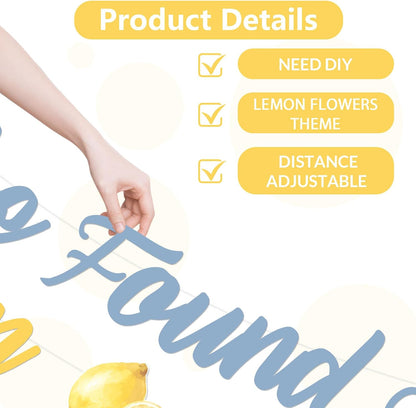 Lemon Bridal Shower Decorations She Found Her Main Squeeze Backdrop Banner Lemon Floral Cake Cupcake Toppers Royal Blue Yellow Balloons for Women Wedding Anniversary Bachelorette Party Supplies