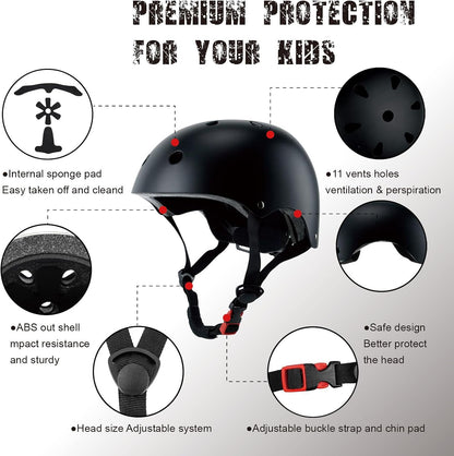 Kids Bike Helmet for Ages 3–16, Adjustable Multi-Sport Helmet for Toddler, Little Kid & Youth, Cycling, Skateboard & Scooter, CPSC & ASTM Certified, 11 Vents, Includes Drawstring Bag