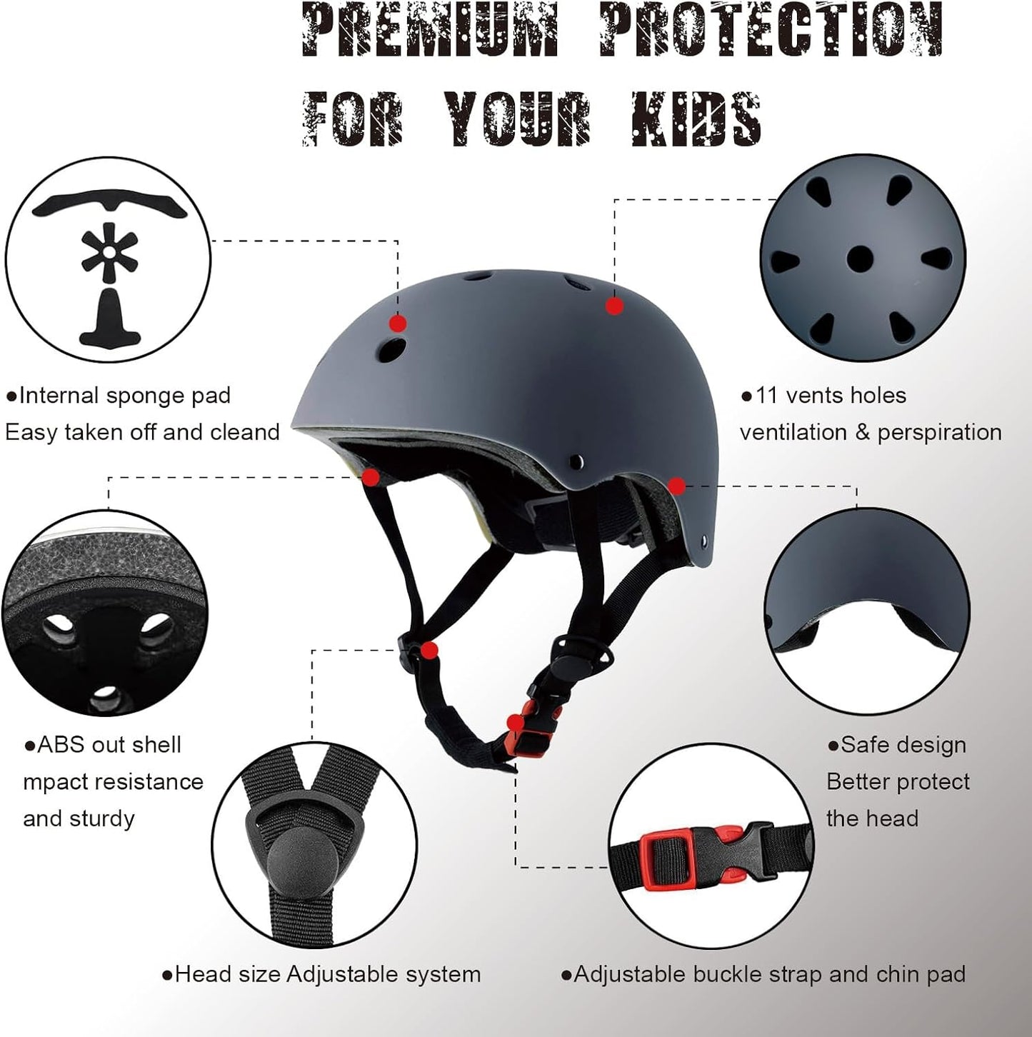 Kids Bike Helmet for Ages 3–16, Adjustable Multi-Sport Helmet for Toddler, Little Kid & Youth, Cycling, Skateboard & Scooter, CPSC & ASTM Certified, 11 Vents, Includes Drawstring Bag