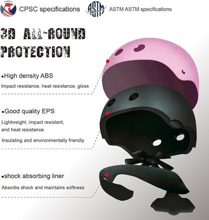 Kids Bike Helmet for Ages 3–16, Adjustable Multi-Sport Helmet for Toddler, Little Kid & Youth, Cycling, Skateboard & Scooter, CPSC & ASTM Certified, 11 Vents, Includes Drawstring Bag