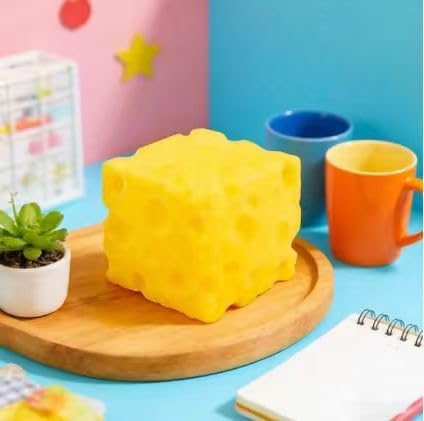 Yellow Cheese Squeeze Toy,Soft Novelty , Theme Cheese Cubes Squishy (Small)