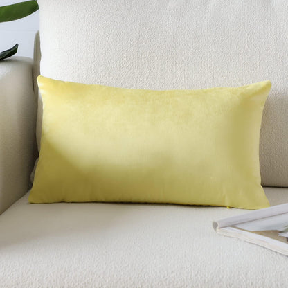 Luxury Velvet Pillow Covers Super Soft Decorative Square Throw Pillow Covers Case Cushion Covers for Sofa Couch Bedroom Car Decor 12x20 Inch Lemon Yellow