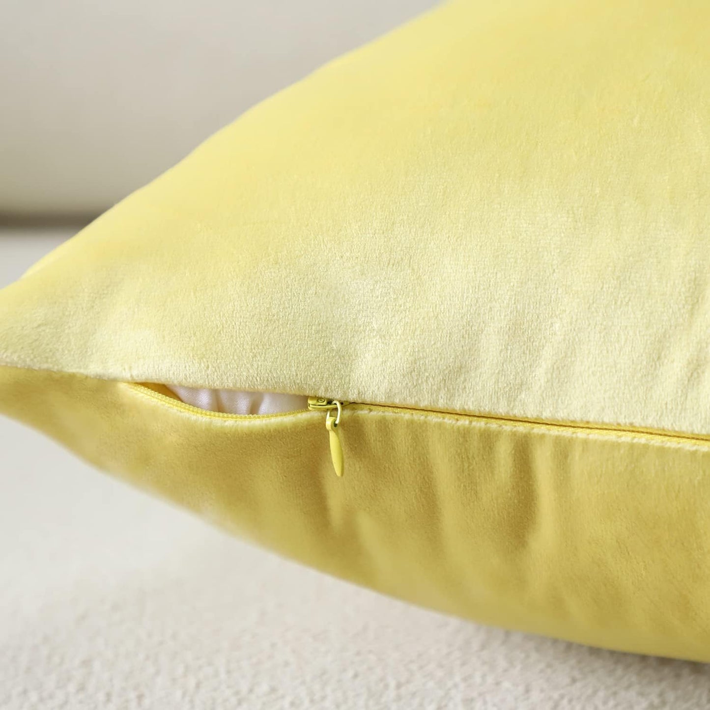 Luxury Velvet Pillow Covers Super Soft Decorative Square Throw Pillow Covers Case Cushion Covers for Sofa Couch Bedroom Car Decor 12x20 Inch Lemon Yellow