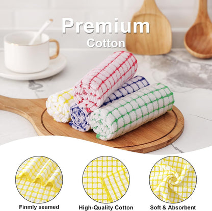 Cotton 8 Pack Terry Kitchen Dish Cloths, 12 x 12 Inches Super Soft and Absorbent Dish Rags, Quick Drying Dish Towels for Washing Dishes, Yellow