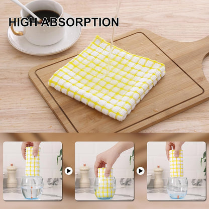 Cotton 8 Pack Terry Kitchen Dish Cloths, 12 x 12 Inches Super Soft and Absorbent Dish Rags, Quick Drying Dish Towels for Washing Dishes, Yellow
