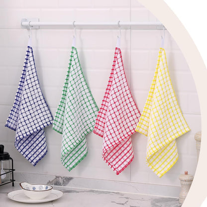Cotton 8 Pack Terry Kitchen Dish Cloths, 12 x 12 Inches Super Soft and Absorbent Dish Rags, Quick Drying Dish Towels for Washing Dishes, Yellow