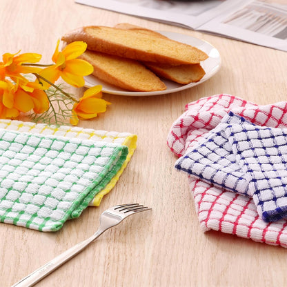 Cotton 8 Pack Terry Kitchen Dish Cloths, 12 x 12 Inches Super Soft and Absorbent Dish Rags, Quick Drying Dish Towels for Washing Dishes, Yellow