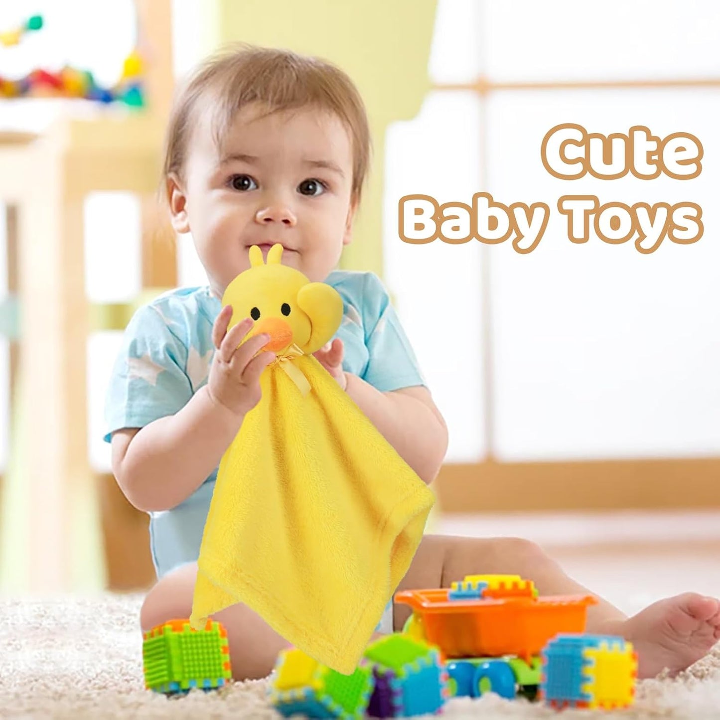 Duck Security Blanket Soft Yellow Baby Lovey Unisex Lovie Baby Gifts for Newborn Toddler Snuggle Toy Stuffed Animal 16 Inch