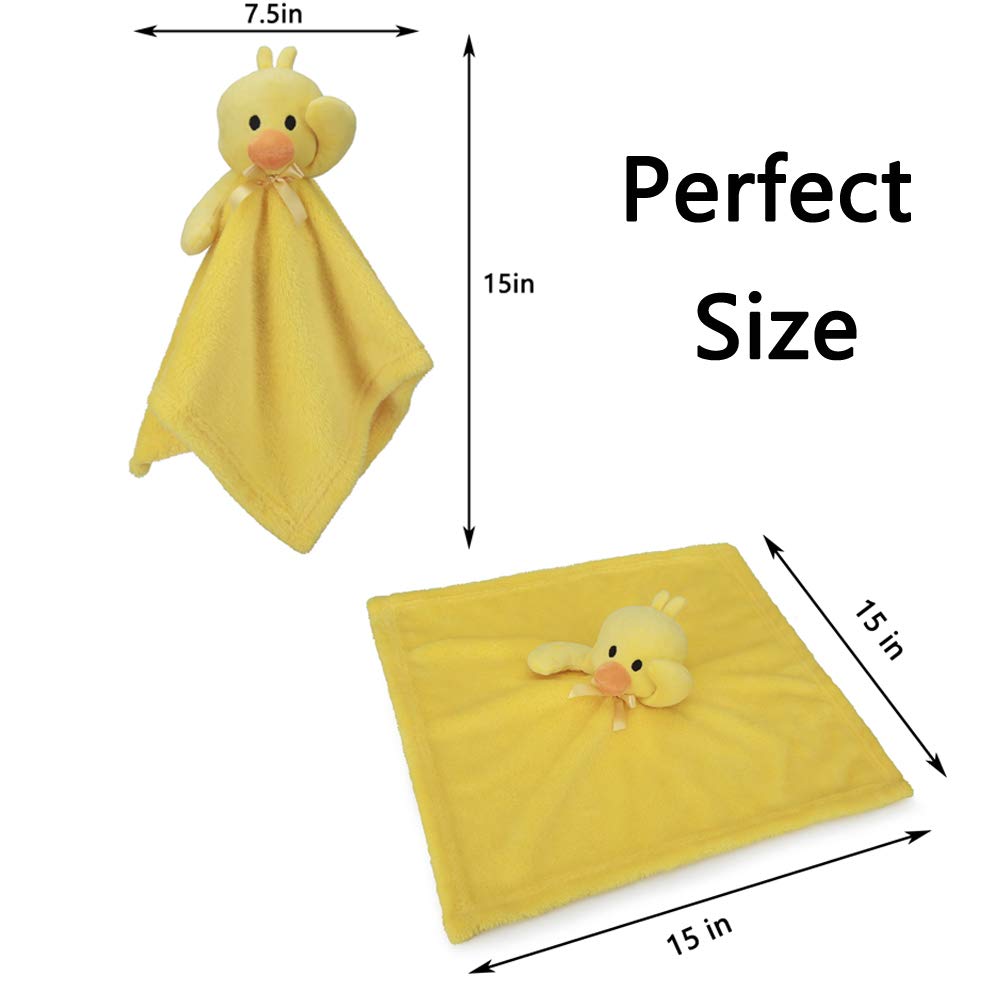 Duck Security Blanket Soft Yellow Baby Lovey Unisex Lovie Baby Gifts for Newborn Toddler Snuggle Toy Stuffed Animal 16 Inch