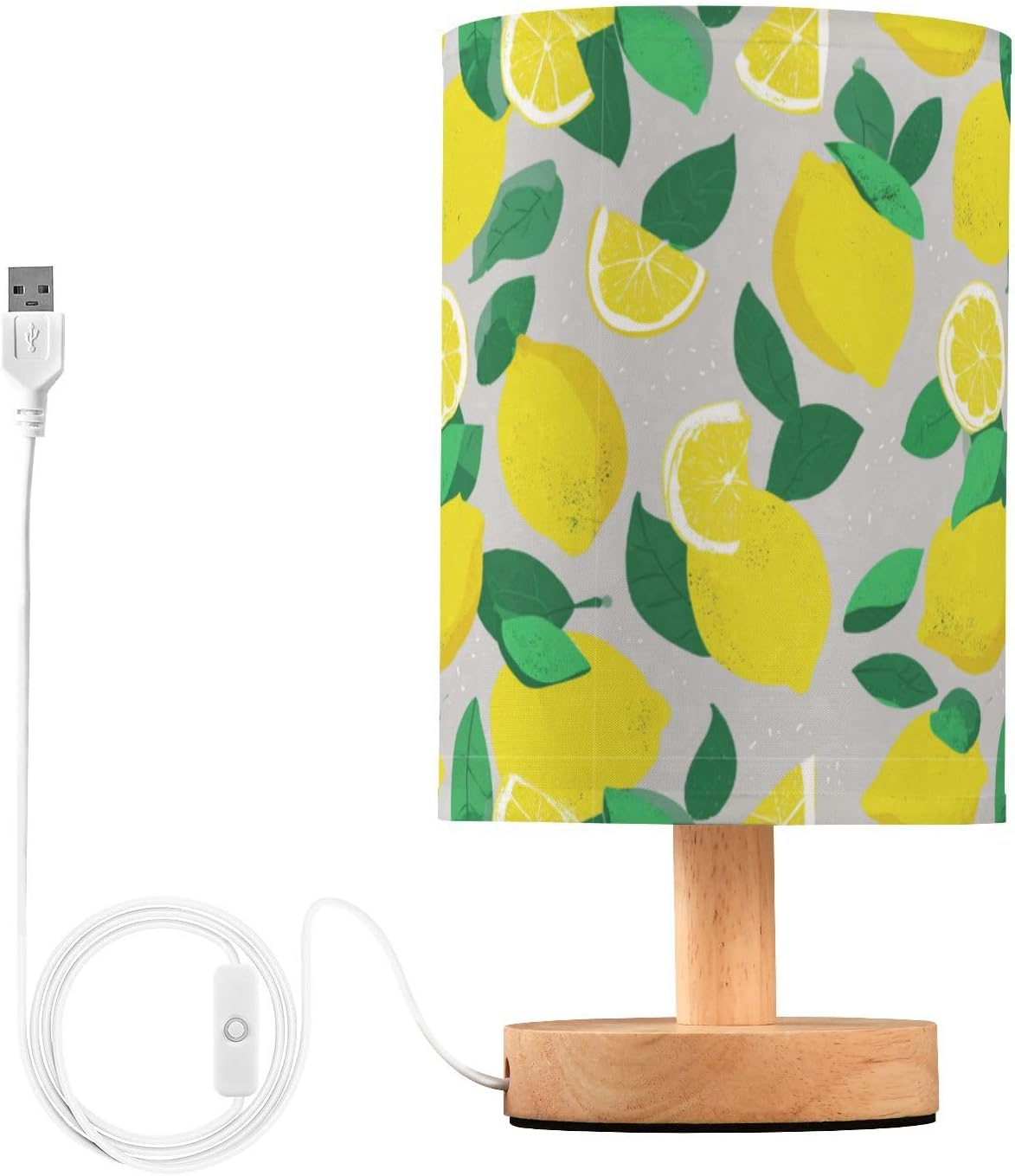 Bedside Table Lamp Lemon Yellow Citrus Fruits (73) Kids Nightstand Lamp Night Light Fabric Shade for Bedroom Living Room Home Office