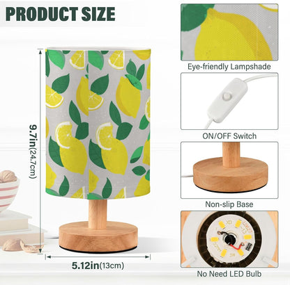 Bedside Table Lamp Lemon Yellow Citrus Fruits (73) Kids Nightstand Lamp Night Light Fabric Shade for Bedroom Living Room Home Office