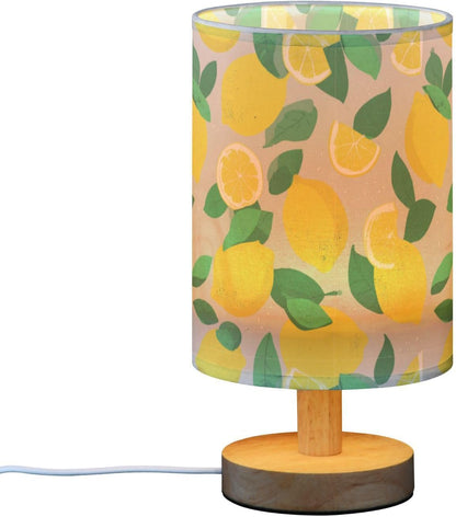 Bedside Table Lamp Lemon Yellow Citrus Fruits (73) Kids Nightstand Lamp Night Light Fabric Shade for Bedroom Living Room Home Office