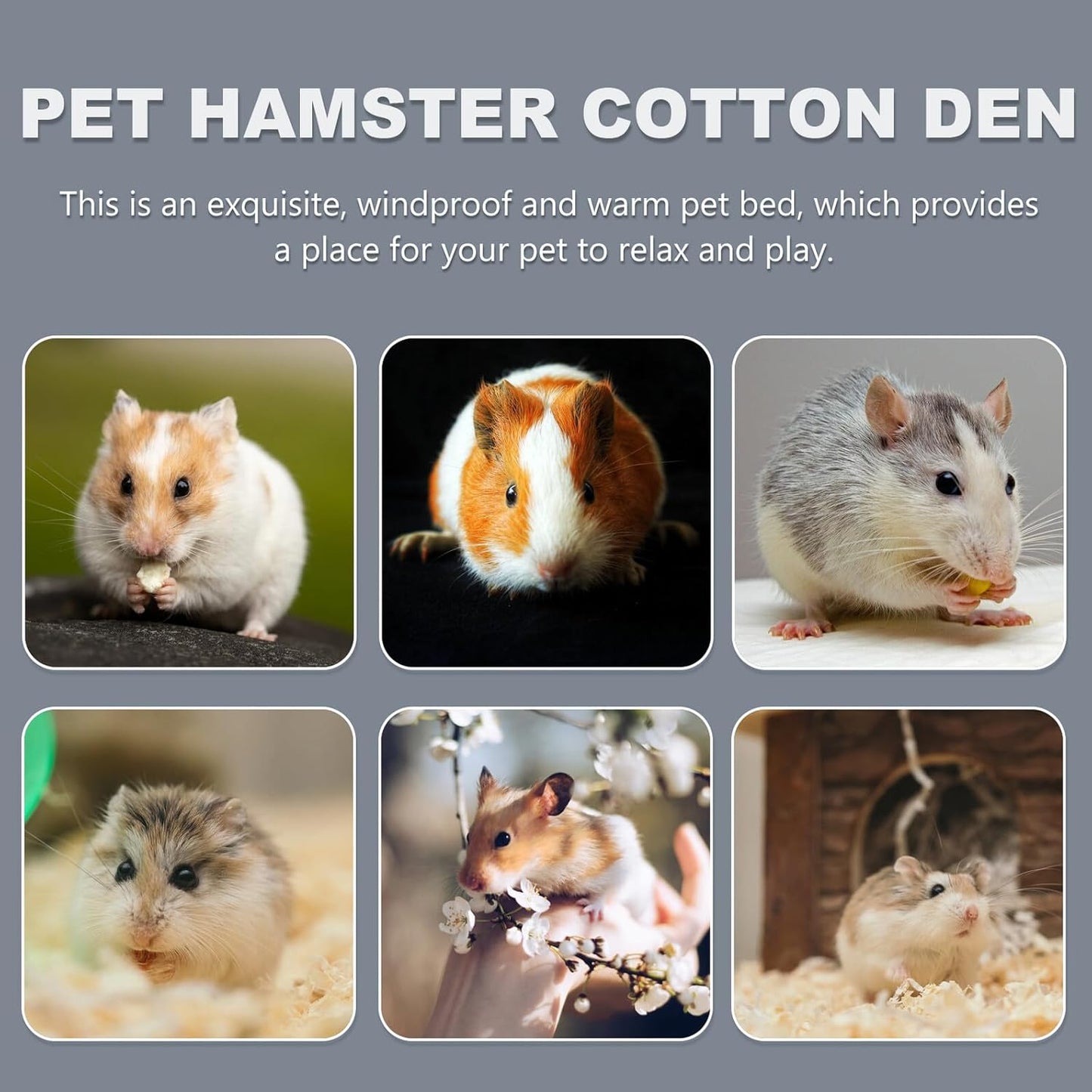 Hamster Cotton Nest 2pcs Warm Soft Pet Hamster Cave Bed with Plush Fabric for Small Animals Winter Hideout in Blue and Yellow
