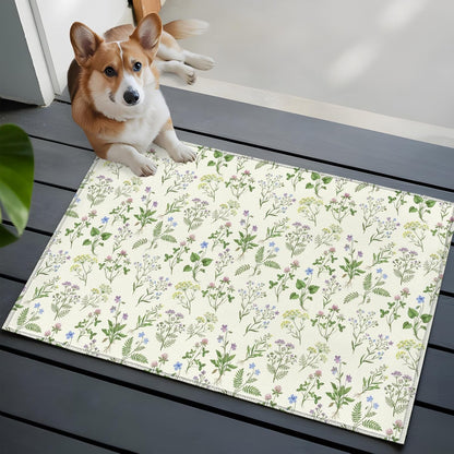 2x3ft Rectangle Rug,Country Seamless Floral Leaves Washable Area Rugs Non-Slip Accent Rug Summer Plant on Light Yellow Soft Circle Carpet for Living Room Bedroom Home Office Decor