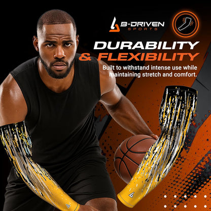 Pro Fit Compression Arm Sleeve for Men Women & Youth, Basketball Baseball Football, Single Digital Designs