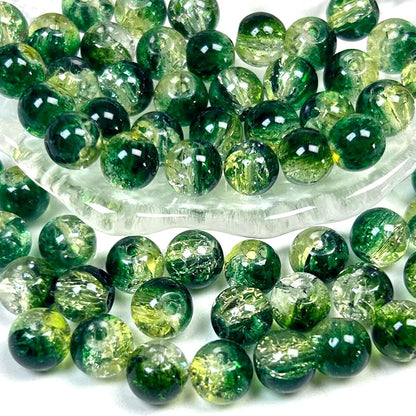 200pcs 8mm Crackle Glass Beads, Crystal Round Beads for Jewelry Making, Loose Bulk Crafts Bead for Earrings Necklaces Bracelets