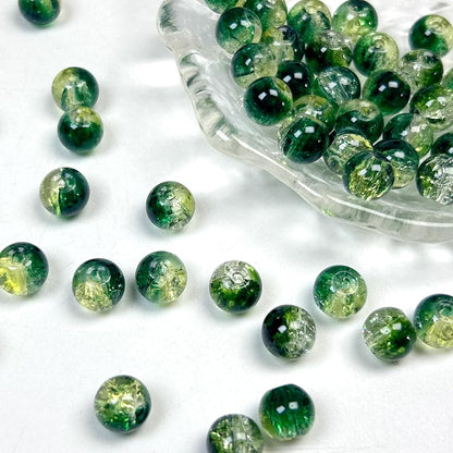 200pcs 8mm Crackle Glass Beads, Crystal Round Beads for Jewelry Making, Loose Bulk Crafts Bead for Earrings Necklaces Bracelets