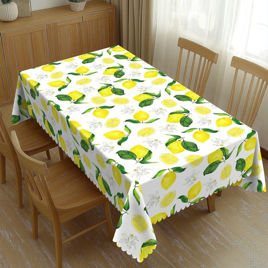 Lemon Tablecloth Yellow Lemons Floral Polyester Rectangle Table Cloth Washable Seasonal Tabletop for Kitchen Dinning Party Outdoor Picnic 54 x 72 Inch Tablecloths