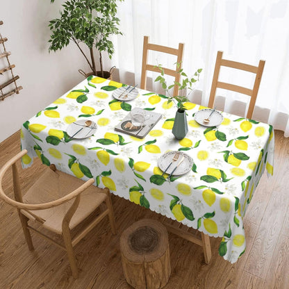 Lemon Tablecloth Yellow Lemons Floral Polyester Rectangle Table Cloth Washable Seasonal Tabletop for Kitchen Dinning Party Outdoor Picnic 54 x 72 Inch Tablecloths