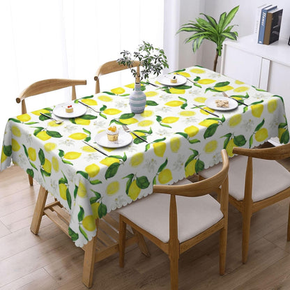 Lemon Tablecloth Yellow Lemons Floral Polyester Rectangle Table Cloth Washable Seasonal Tabletop for Kitchen Dinning Party Outdoor Picnic 54 x 72 Inch Tablecloths