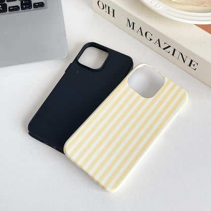 Compatible with iPhone 15 Case, Cute Fashion Aesthetic Striped Pattern Cover for Women, Shockproof Soft TPU and Hard PC Protective Phone Case for iPhone 15 6.1"- Yellow