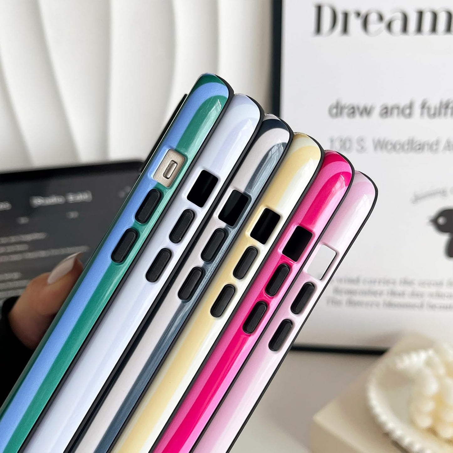 Compatible with iPhone 15 Case, Cute Fashion Aesthetic Striped Pattern Cover for Women, Shockproof Soft TPU and Hard PC Protective Phone Case for iPhone 15 6.1"- Yellow