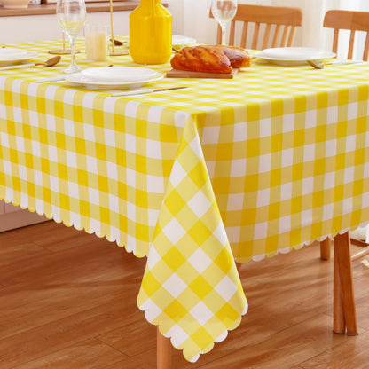 Yellow Gingham Tablecloth for Rectangle Tables-Checkered Table Cloth Waterproof Kitchen & Table Linens-Polyester Buffalo Plaid Wrinkle Free Table Cover(Light Yellow 60x84in)