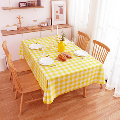 Yellow Gingham Tablecloth for Rectangle Tables-Checkered Table Cloth Waterproof Kitchen & Table Linens-Polyester Buffalo Plaid Wrinkle Free Table Cover(Light Yellow 60x84in)
