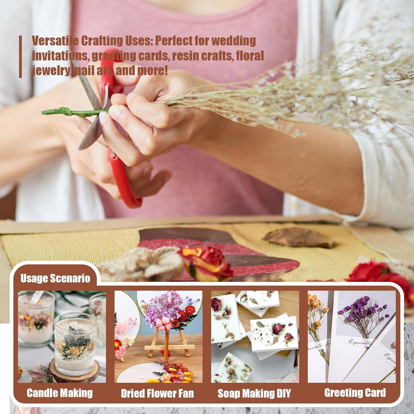 6 Color Themes Natural Dried Flowers Small Real Dry Flower for Resin, Soap Making, Greeting Cards, Craft Projects
