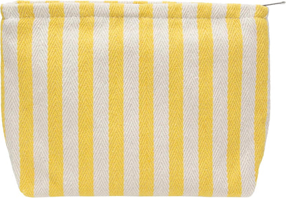 Flat Makeup Bag for Women,Zipper Cosmetic Pouch for Purse,Stripe Yellow | Cute Cosmetic Organizer for Makeup,Skincare,Toiletries,Daily Beauty Essentials,Purse,On-the-Go,Bridesmaid Proposal Gifts