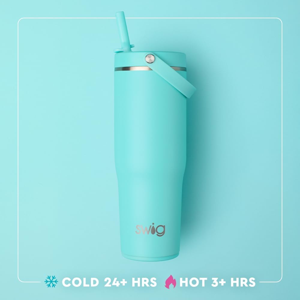 30oz Leakproof To-Go Tumbler with Handle, Lemon Meringue | Leakproof Lid - Triple Insulated Stainless Steel - Handle & Straw Included - Cup Holder Friendly - Dishwasher Safe