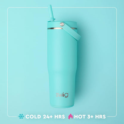 30oz Leakproof To-Go Tumbler with Handle, Lemon Meringue | Leakproof Lid - Triple Insulated Stainless Steel - Handle & Straw Included - Cup Holder Friendly - Dishwasher Safe