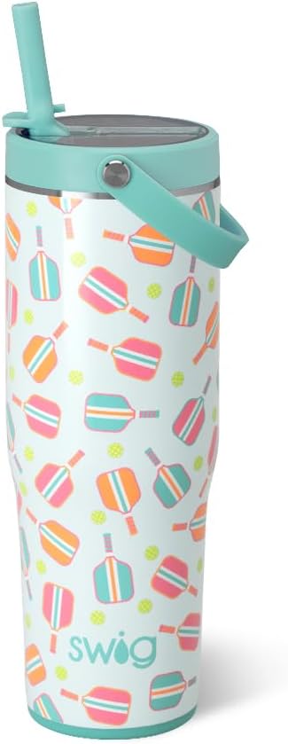 30oz Leakproof To-Go Tumbler with Handle, Lemon Meringue | Leakproof Lid - Triple Insulated Stainless Steel - Handle & Straw Included - Cup Holder Friendly - Dishwasher Safe
