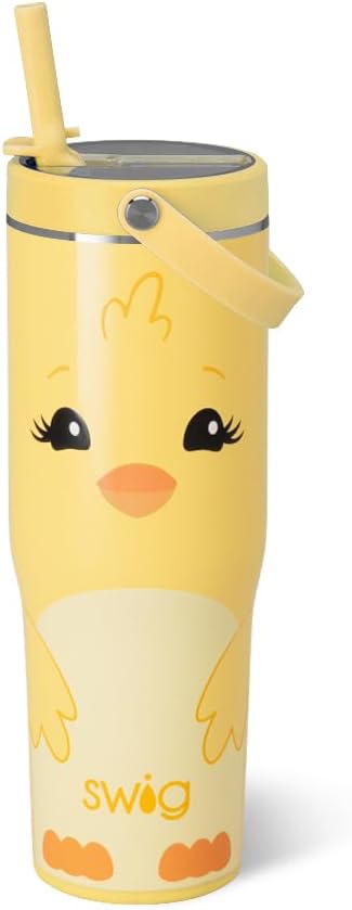 30oz Leakproof To-Go Tumbler with Handle, Lemon Meringue | Leakproof Lid - Triple Insulated Stainless Steel - Handle & Straw Included - Cup Holder Friendly - Dishwasher Safe