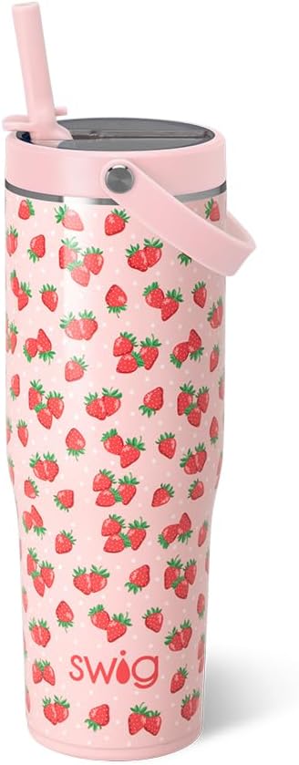 30oz Leakproof To-Go Tumbler with Handle, Lemon Meringue | Leakproof Lid - Triple Insulated Stainless Steel - Handle & Straw Included - Cup Holder Friendly - Dishwasher Safe