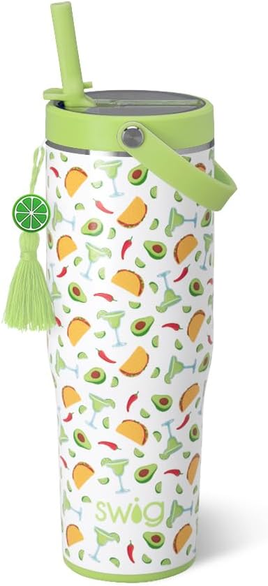 30oz Leakproof To-Go Tumbler with Handle, Lemon Meringue | Leakproof Lid - Triple Insulated Stainless Steel - Handle & Straw Included - Cup Holder Friendly - Dishwasher Safe